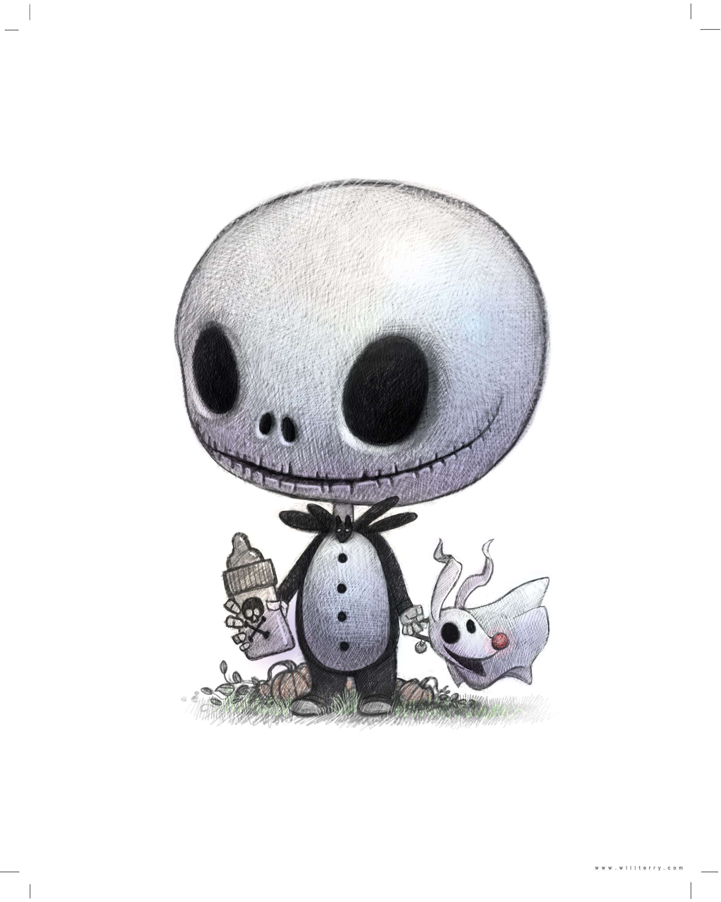 Jack and Sally Skellington Little People 8x10 Print