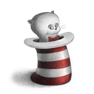 11X14" Baby Cat in a Hat: signed Print