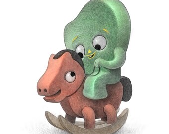 11X14" Baby Gummy and Po-Key Horse, Color Print, Signed