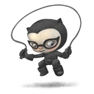 11X14" Baby Cat, Woe Man! Bat hater girl, Color Print, Signed
