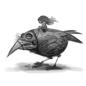 8X10&quot; Crow Rider 8X10 Art print,  Black and white Print, Signed by the artist, Will Terry