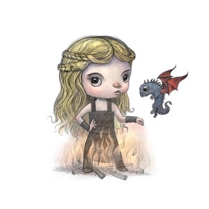 11X14" Baby Danny Dragon girl Lady of dragons and thrones and games, Color Print, Signed