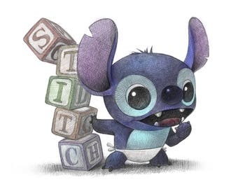 11X14&quot; Baby Stitches-ding met blokken, kleurenprint, ondertekend