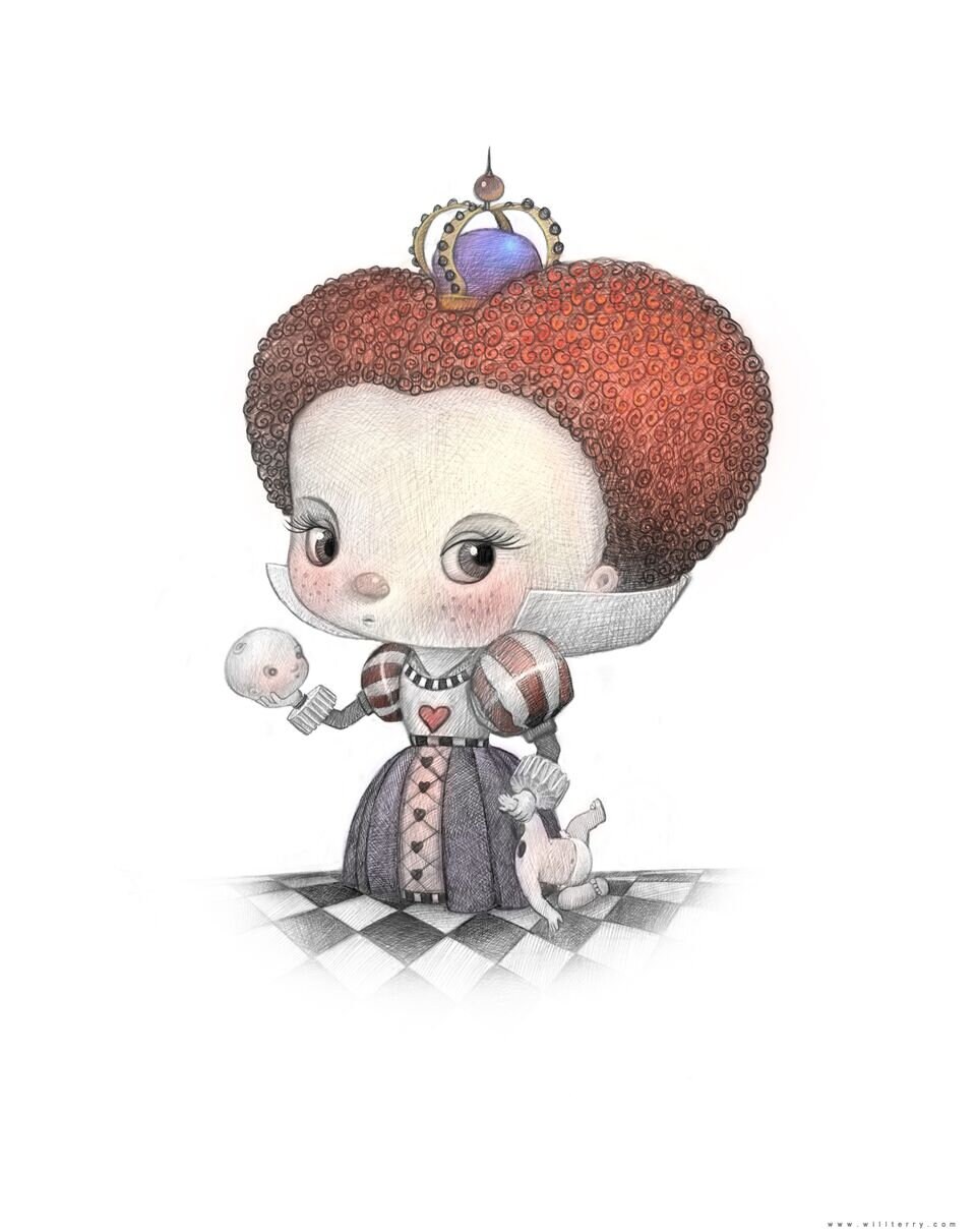 11X14" Baby Queen of Hearts of Wonderland, kleurenprint, ondertekend