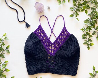 Black and Purple Gypsy Crochet Top