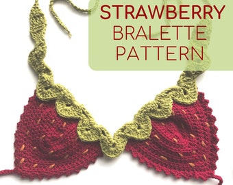 Erdbeer Häkeltop MUSTER, häkeln Bralette Muster nur, Bikini häkeln Muster, Erdbeere häkeln Muster, Erdbeer Top häkeln
