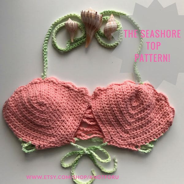 The Seashore Top Crochet PATTERN, Bikini Crochet Pattern, Seashell Top Pattern Crochet, Crochet Pattern, Mermaid Crochet Pattern