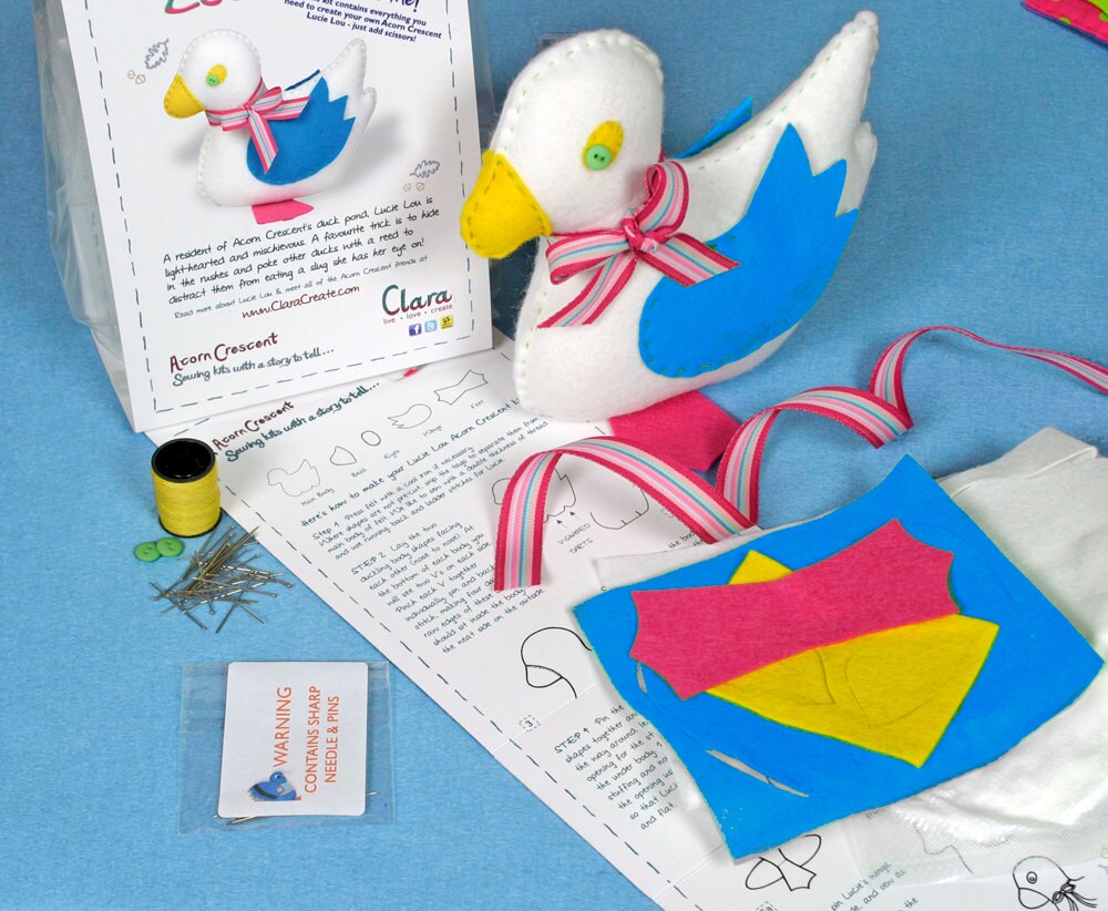 Duckling Sewing Kit White Duck Craft Kit Child's Sewing Etsy