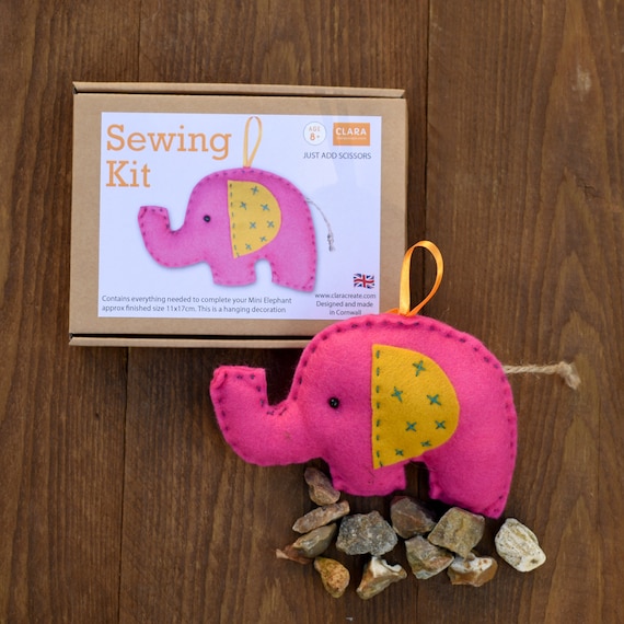 Pink Elephant Sewing Kit, Craft kit, Christmas stocking filler, Secret  Santa Kits for kids, Child's sewing project, Sewing gifts