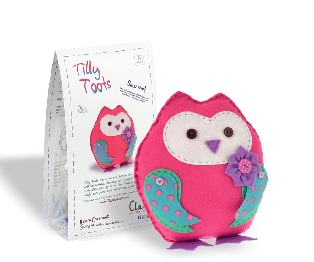 Owl sewing kit Pink owl craft kit. Kits for kids Pink felt sewing kit Kits for girls Kits for boys O