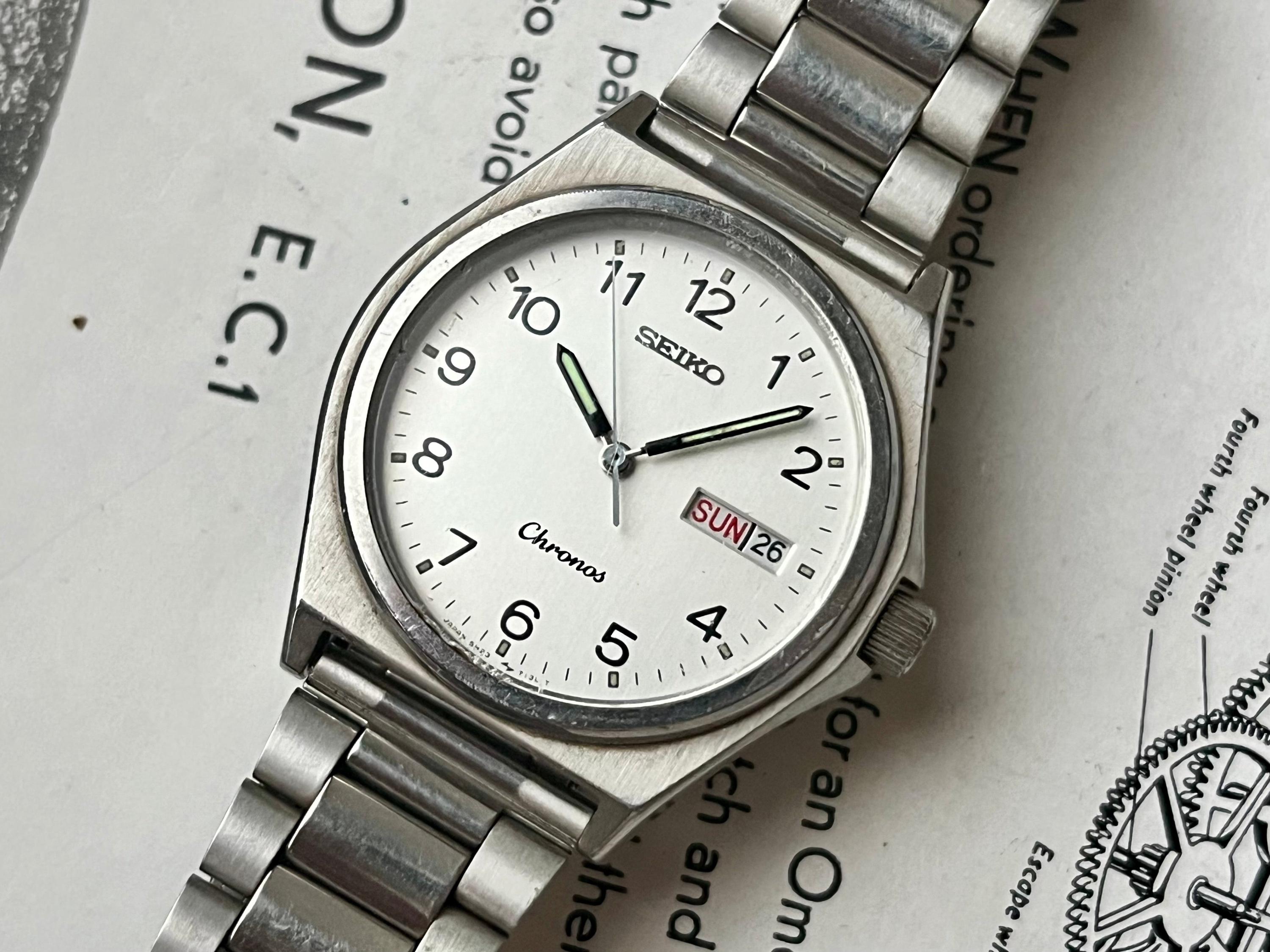 Vintage Seiko Watch Chronos 5H23-7060 Numerals 1991 Quartz JDM