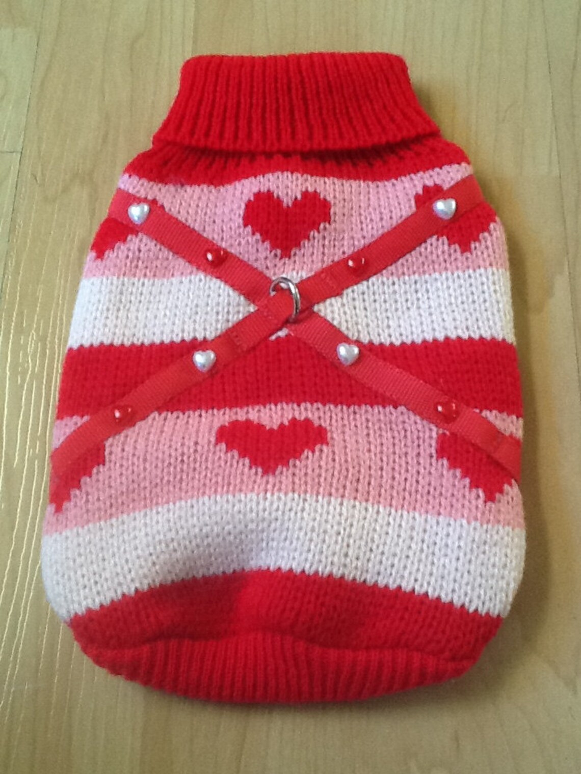 Valentine Heart. Dog Sweater and Adjustable Harness All in One