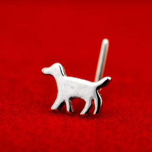 Clou de nez chien en argent massif. Puce de nez chien. Cadeau chien. Clou argent labrador. Piercing de nez chien.