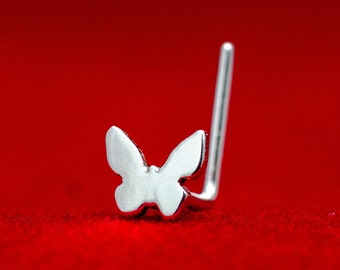 Butterfly hand cut sterling silver nose stud. Butterflys lover gift. Tiny nose stud. Silver spring gift. Nose piercing unique butterfly.