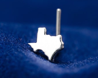 Texas hand cut 925 sterling silver nose stud. Texas lover gift. USA nose stud. Cowgirl nose stud. Nose piercing unique. L-shape post.