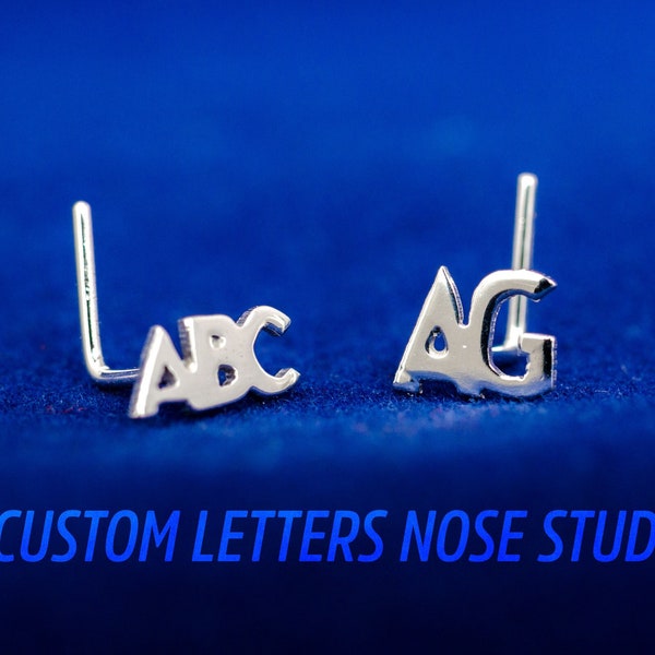 Custom letters or numbers hand cut silver nose stud. Custom piercing. Tiny character nose stud. Initial nose stud. Unique nose piercing