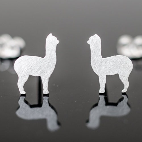 Llama Earrings in Sterling Silver, Llama Studs, Alpaca Earrings, Alpaca Studs, Animal Earrings