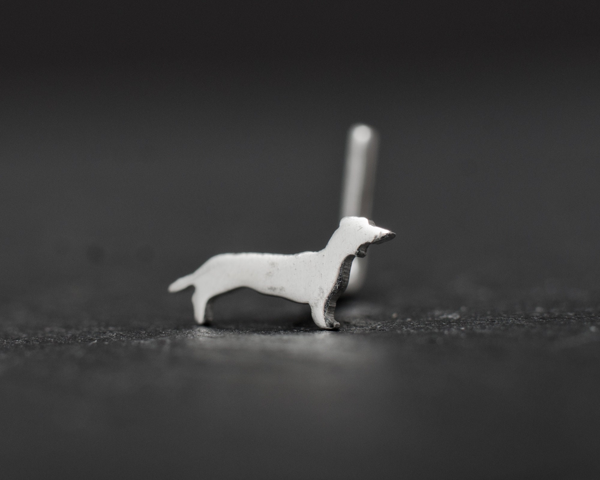 Dachshund Dog Sterling Silver Nose Stud. Dog Lover Gift. Tiny