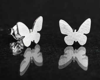 Butterfly sterling silver earrings. Hand cut studs. Butterfly lovers gift. Butterflies studs. Tiny butterfly silhouette. Butterfly earrings