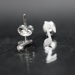 Small 925 sterling silver music notes stud earrings. Music lovers gift. Tiny silver studs. image 6