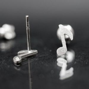 Small 925 sterling silver music notes stud earrings. Music lovers gift. Tiny silver studs. image 5