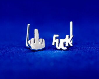 Middle finger nose stud deals