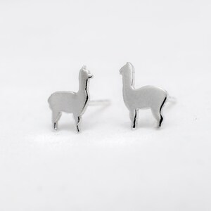 Llama Earrings in Sterling Silver Llama Studs Alpaca