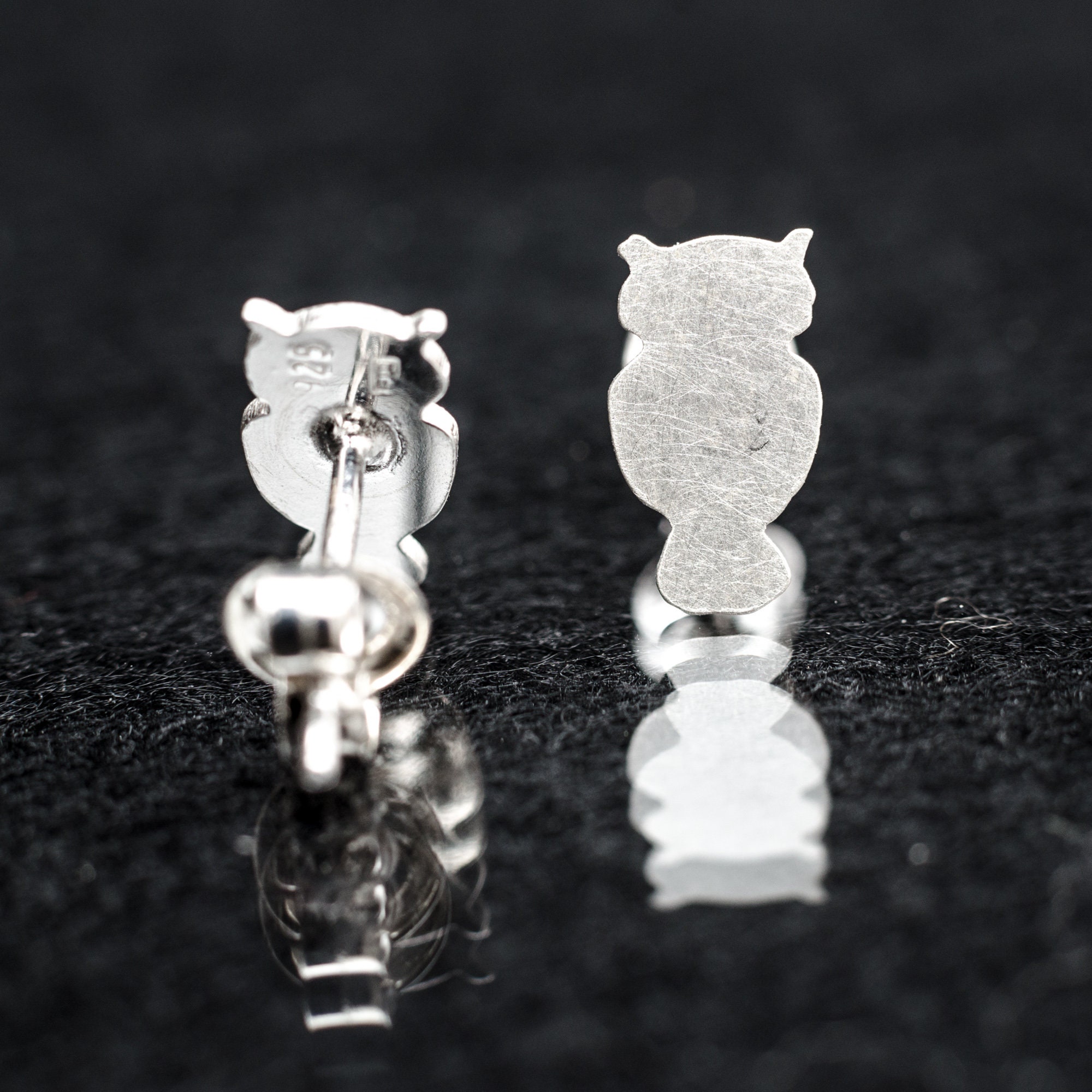 owl stud earrings silver