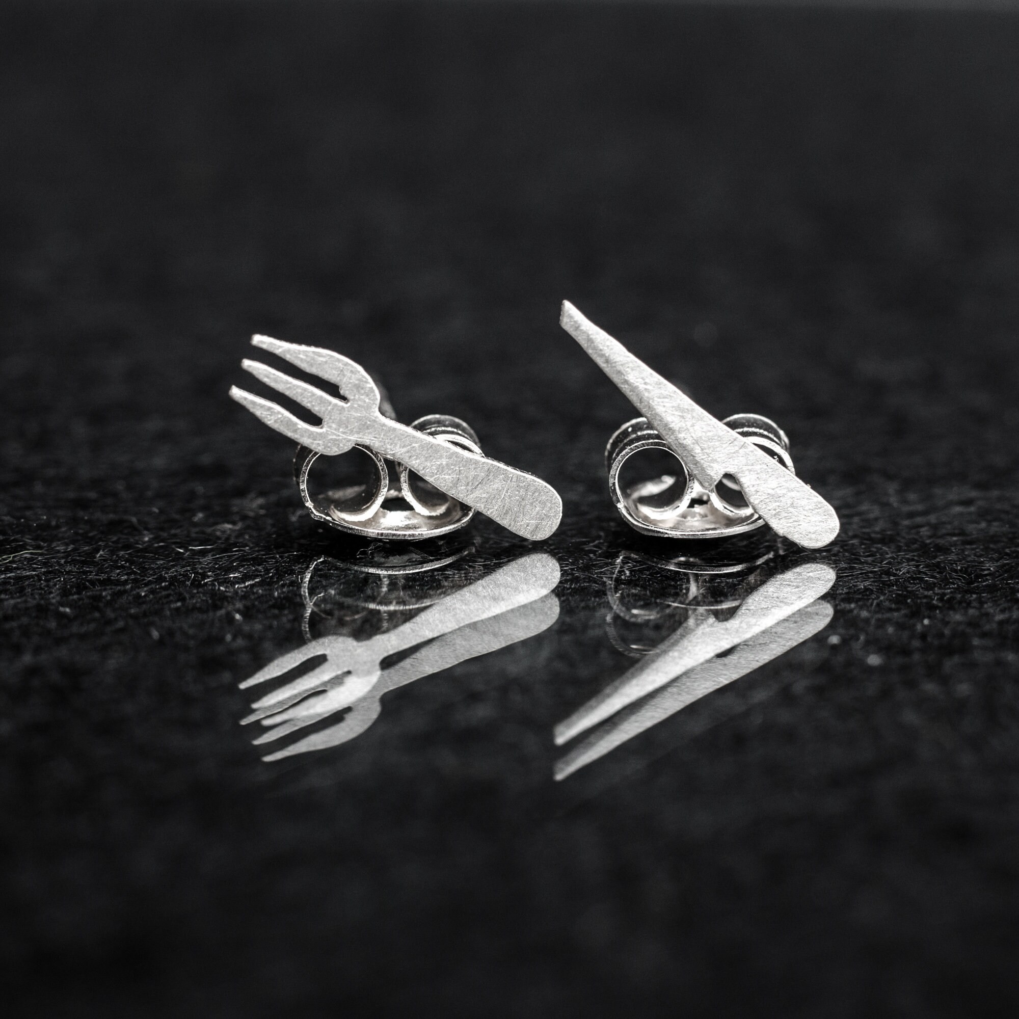 Knife and Fork Sterling Silver Stud Earrings. Food Lover Gift. Etsy