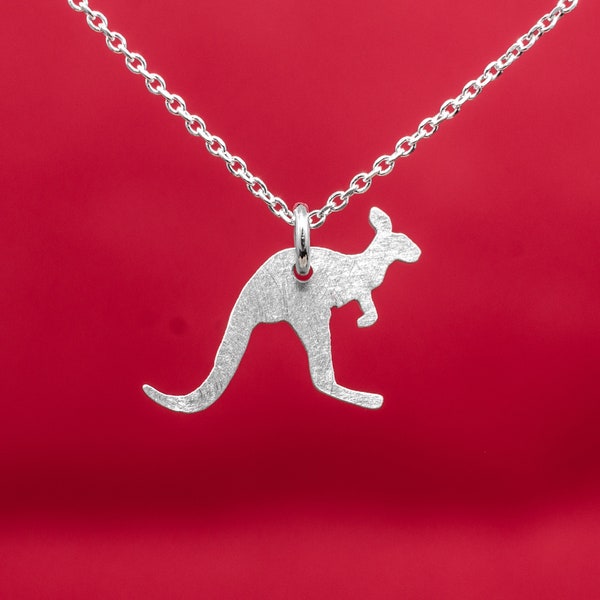 Silver kangaroo pendant. Kangaroo necklace. Fashionable tiny pendant, best gift for Australia lover. Hand cut kangaroo silhouette.