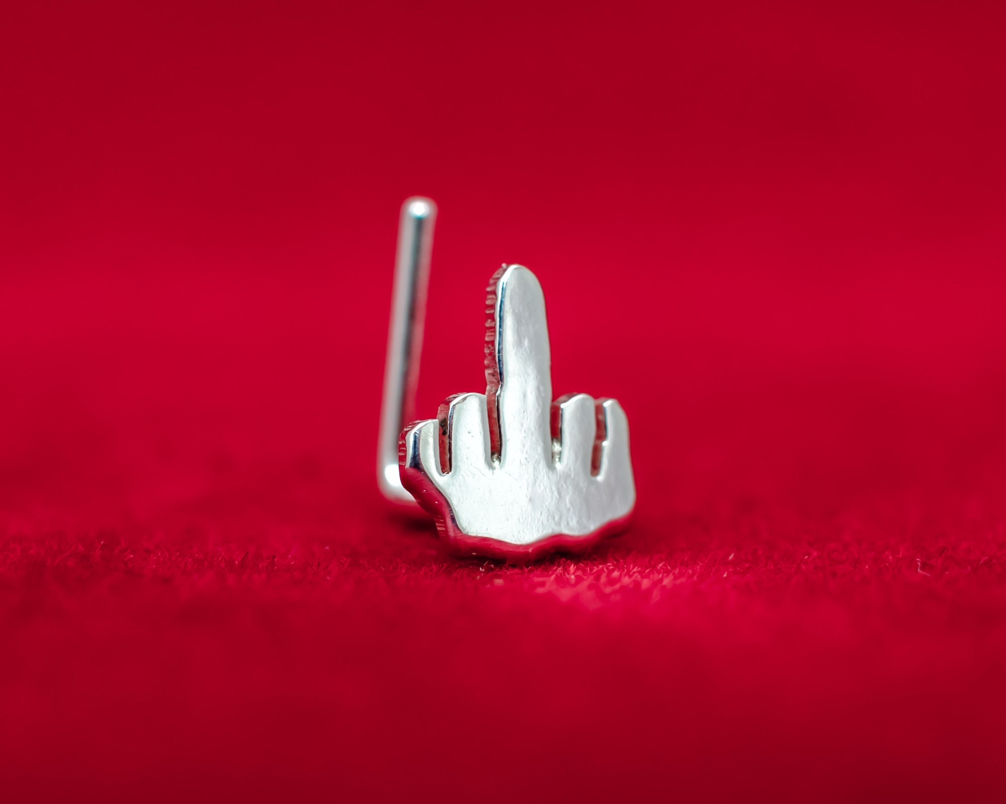 Middle Finger Nose Stud Tiny Hand Cut Sterling Silver Letters. FUCK OFF Finger Gift. Punk Nose Ring. Nose Piercing Unique. Rude Nose Stud. Etsy