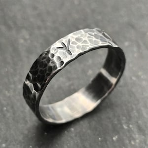 Hand engraved Runic sterling silver ring. Hammered band. Magic ring. Pagan gift. Runes power jewelry. Viking ring. 100% handcrafted ring.