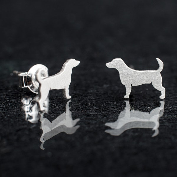 Cute Jack Russell terrier dogs 925 sterling silver stud earrings. Hand cut dog silhouette. Dog lovers gift. Jack Russell studs. Dog studs