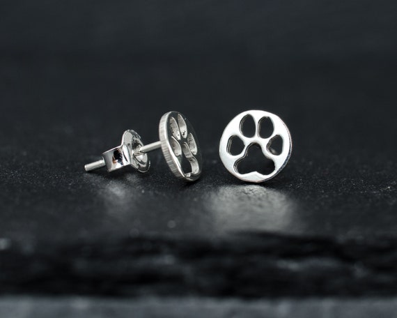 Dog paw stud earrings sales