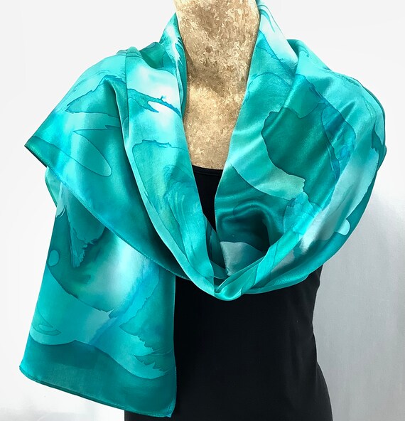 Jade Green Silk Jade Silk Wrap Hand Painted Original Etsy