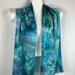 Aqua Silk Scarf, Jade Silk Scarf, Hand Painted, Abstract Design, Long Rectangle Scarf,