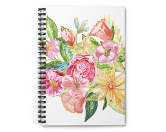 Ruled Lined Spiral Notebook | School Notebook | Journal for Women | Watercolor Notebook | Idea Book | Floral Notebook | Blank Notebook