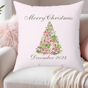 Christmas Pillow | Pink Christmas Tree Decor | Home Decor Christmas | Holiday Decor