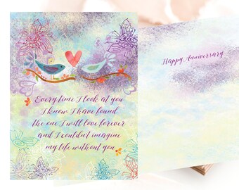 Anniversary Card | Anniversary Love Birds Card | Card for Wife | Card for Husband | Happy Anniversary Card
