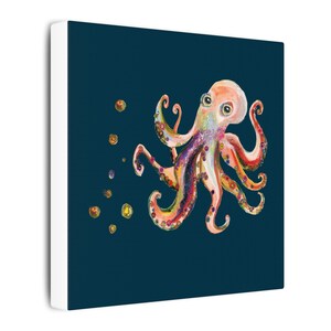 Canvas Wall Print, Octopus Home Decor, Ocean Animals Art, Multi-Colored Octopus, Matte Stretched Canvas - Sea Creatures, Nautical Wall Art,