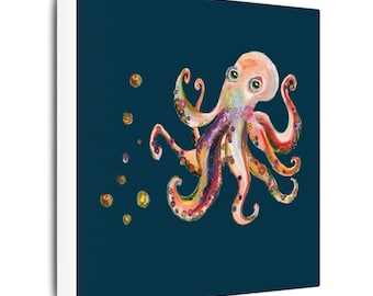 Octopus Art Print, Octopus Canvas Print: Nautical Ocean Animals Wall Art