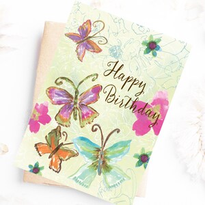 Butterfly Birthday Card for Friends, Birthday Card with Butterflies, Watercolor Butterflies Birthday Cards  Birthday Cards with Love
