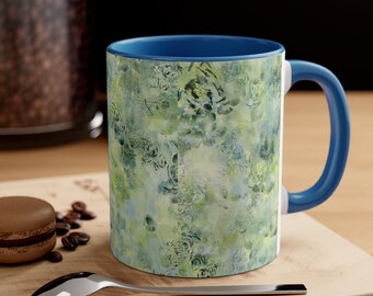 Green Coffee Mug | 11 ounce Coffee Mug | Green Blue Mug | Mugs for Coffee Lovers | Tea Lovers