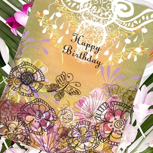 Birthday Boho Beautiful Cards, Beautiful Girl Birthday, Cards for Her, Mom Birthday, Aunt Birthday Cards