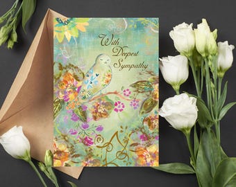 Sympathy Card, Dainty Bird, Handmade Glittered Greeting Card