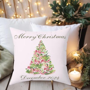 Watercolor Christmas Tree Pillow: Cozy Holiday Home Decor