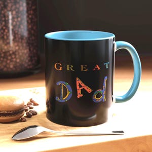 Dad Encouragement Mug, Father&#39;s Day Gift, Colorful Black Coffee Cup for Great Dad, Birthday Present for Dad, 11, 15oz