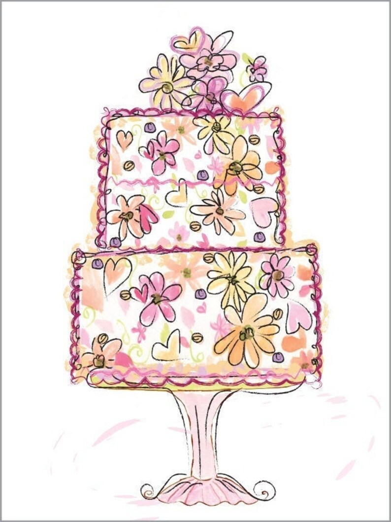 Birthday Cards With Cakes Birthday Cards With Flowers Etsy