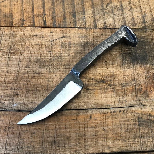 Hand forged railroad spike knife