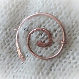 Silver shawl pin, scarf pin, hat pin, cardigan clip, wire wrap round spiral brooch Sterling silver Copper Minimalist Handmade Copper/bare